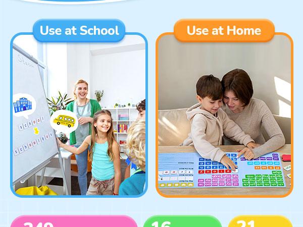 JoyCat 265 Phonics Magnetic Letter Tiles, ABC Reading Games Set with Word-Building Folder & Storage Case, Letter Sound Alphabet Letters, Classroom Materials