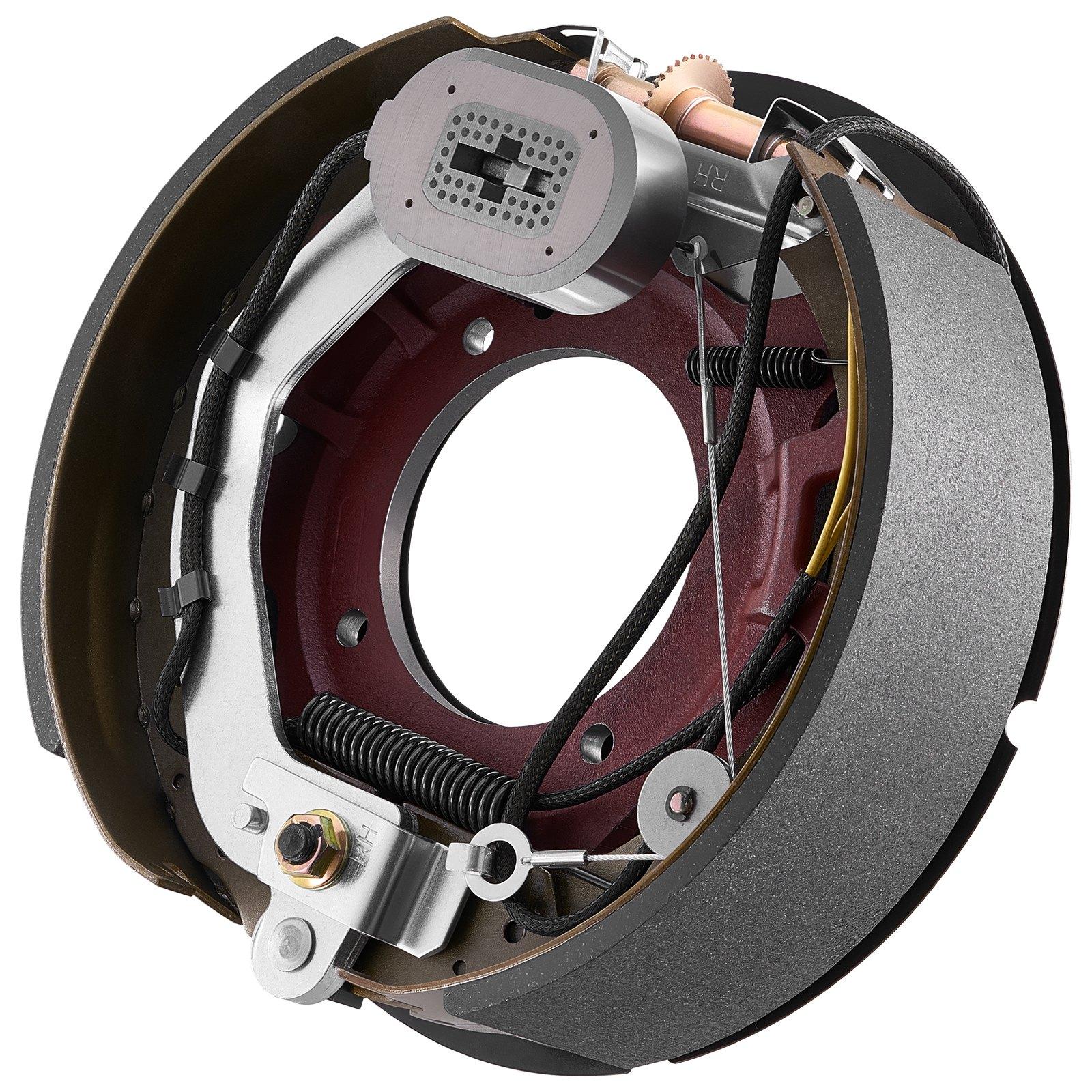 VEVOR Auto-Adjust Pre-Assembled SPHC Steel Electric Brake Pair Kit, 12.25x3.375in Backing Plates, 8000lbs Heavy Loads Axle Braking System Replacement Part for Trailers, RVs