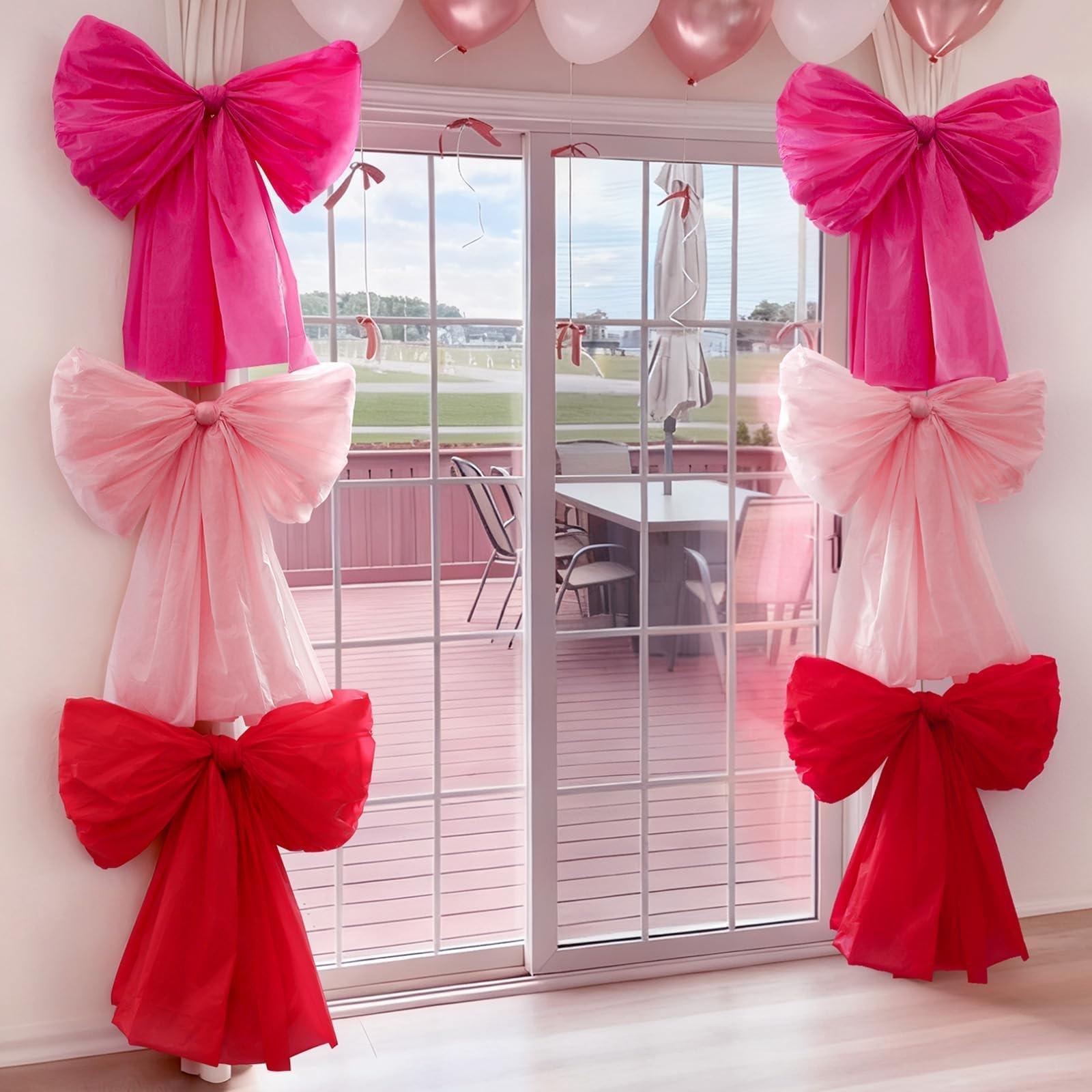 Valentine's Day DIY Decoration Set, Giant Wall Bow Decorations, Hanging Butterfly Knots for Home, Bedroom, Kitchen, Party, Office, Home Decor Ornaments