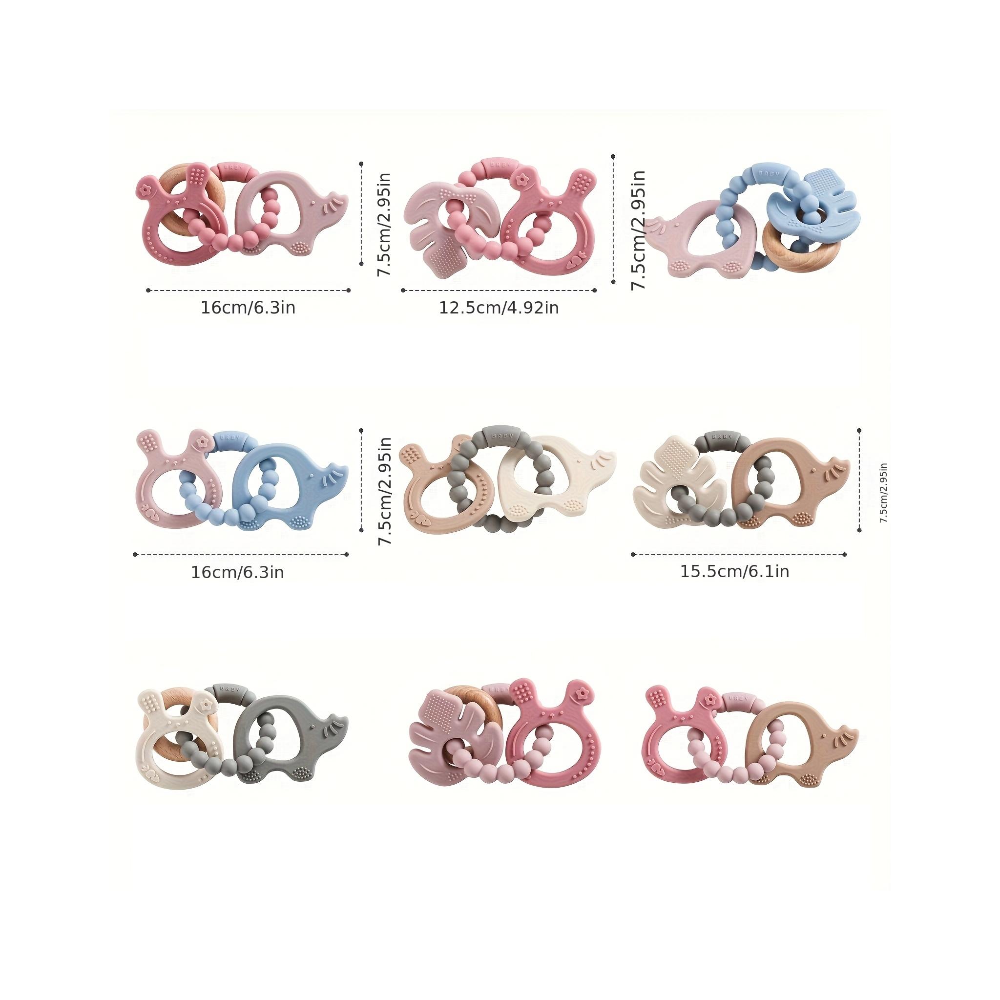 Baby Silicone Teething Ring Set, Nordic Style Animal Shape Toothbrush, Safe Non-Toxic Baby Toy, Perfect Holiday Gift