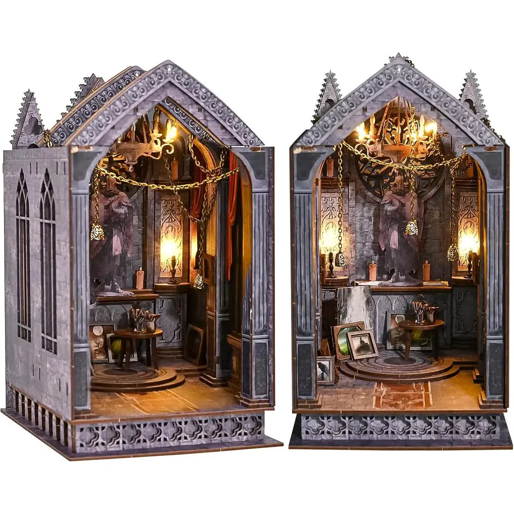 book nook kit,diy book nook for adults,miniature house kit,book nook with led light,wooden book nook craft,bookshelf decor,reading nook display,book lover gifts,diy miniature building kit,home decor gifts,mini bookend decor,night prayer booknook