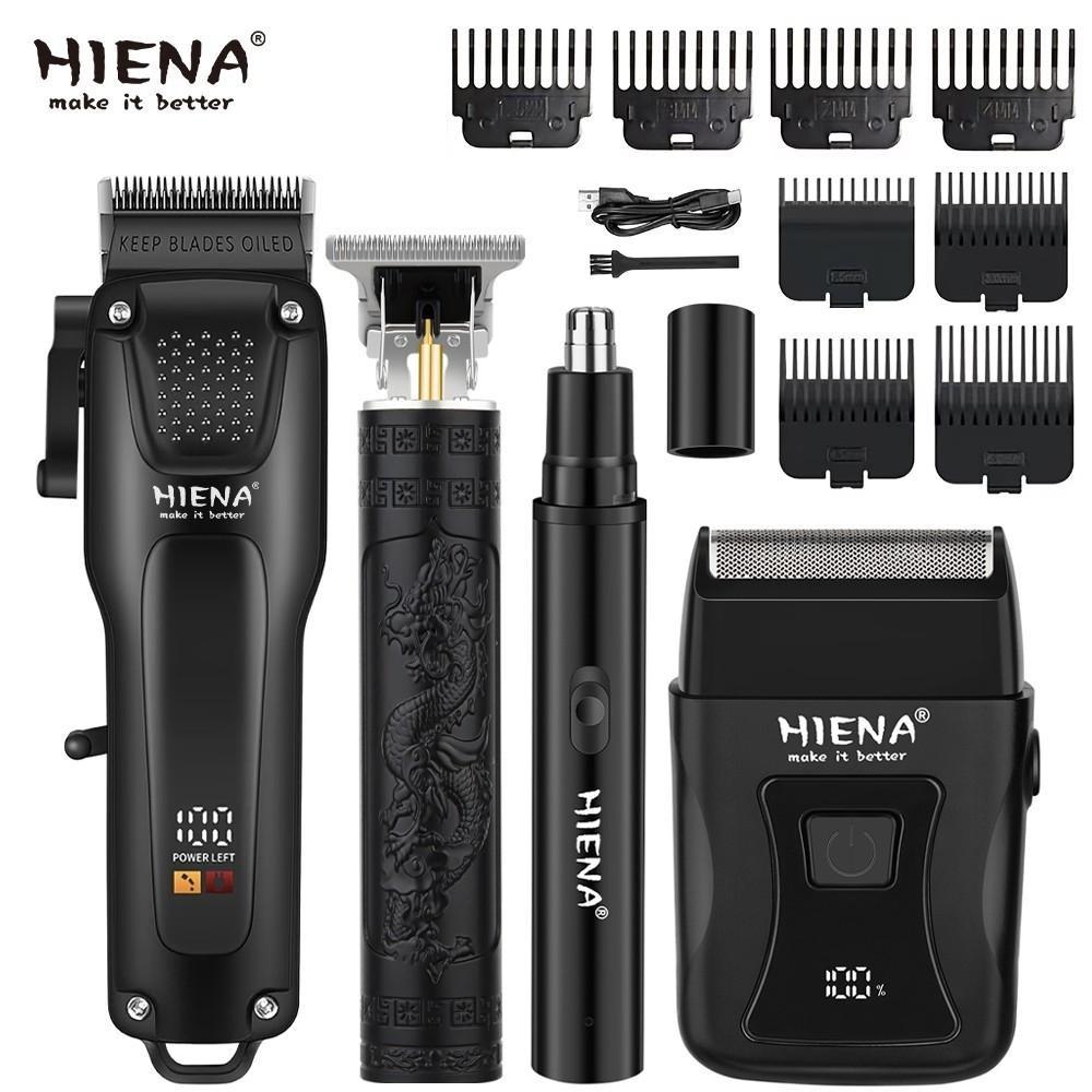 HIENA 4-in-1 Professional Grooming Kit｜Hair Clipper & Beard Trimmer for Styling, Salon Quality for Home or Pro Use. USB Fast Charge, Portable Complete Set