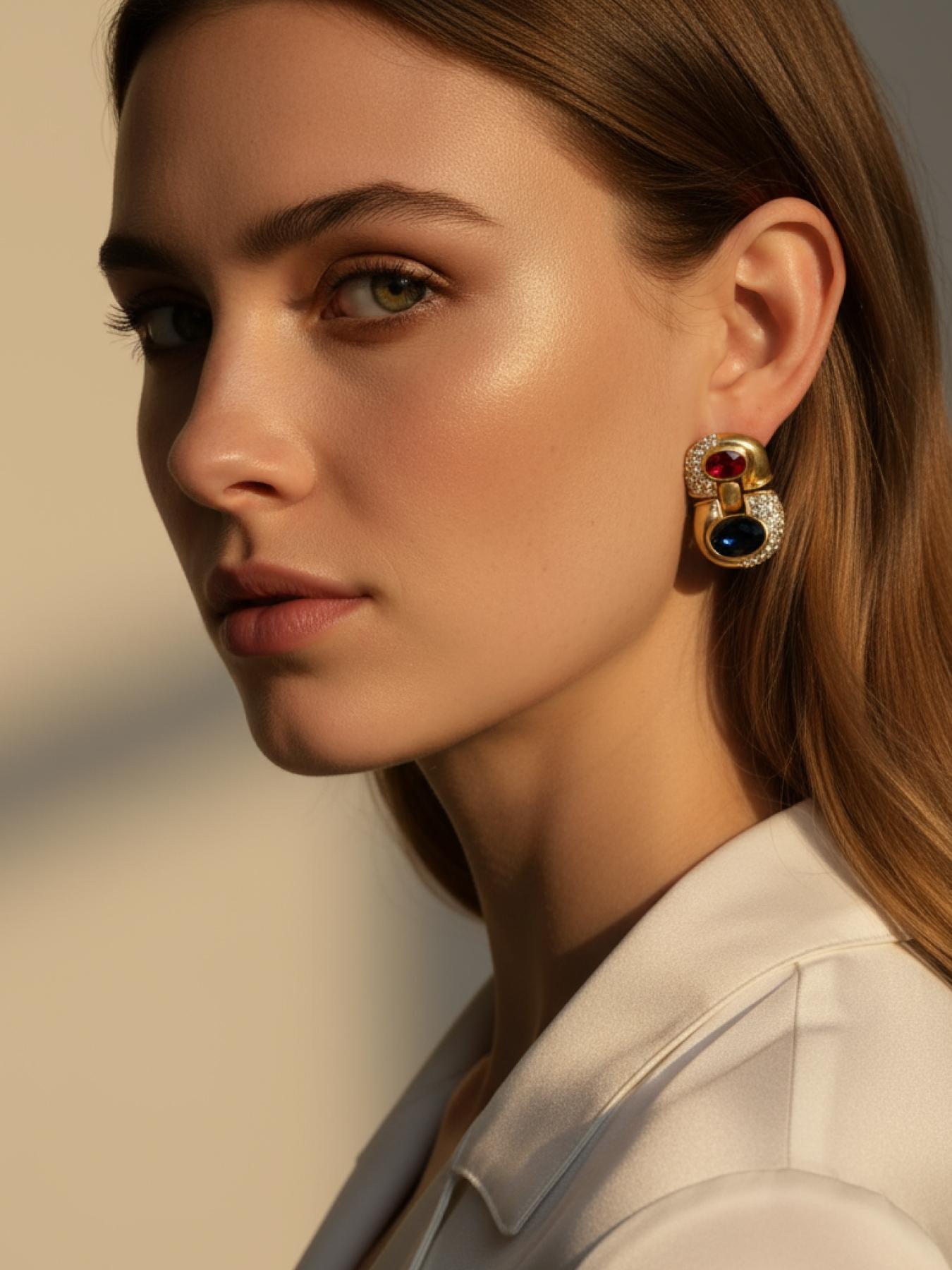 1 fashionable and cute geometric contrasting color earrings, suitable for daily wear, vacation and dating occasions, and also a surprising and exquisite small gift.