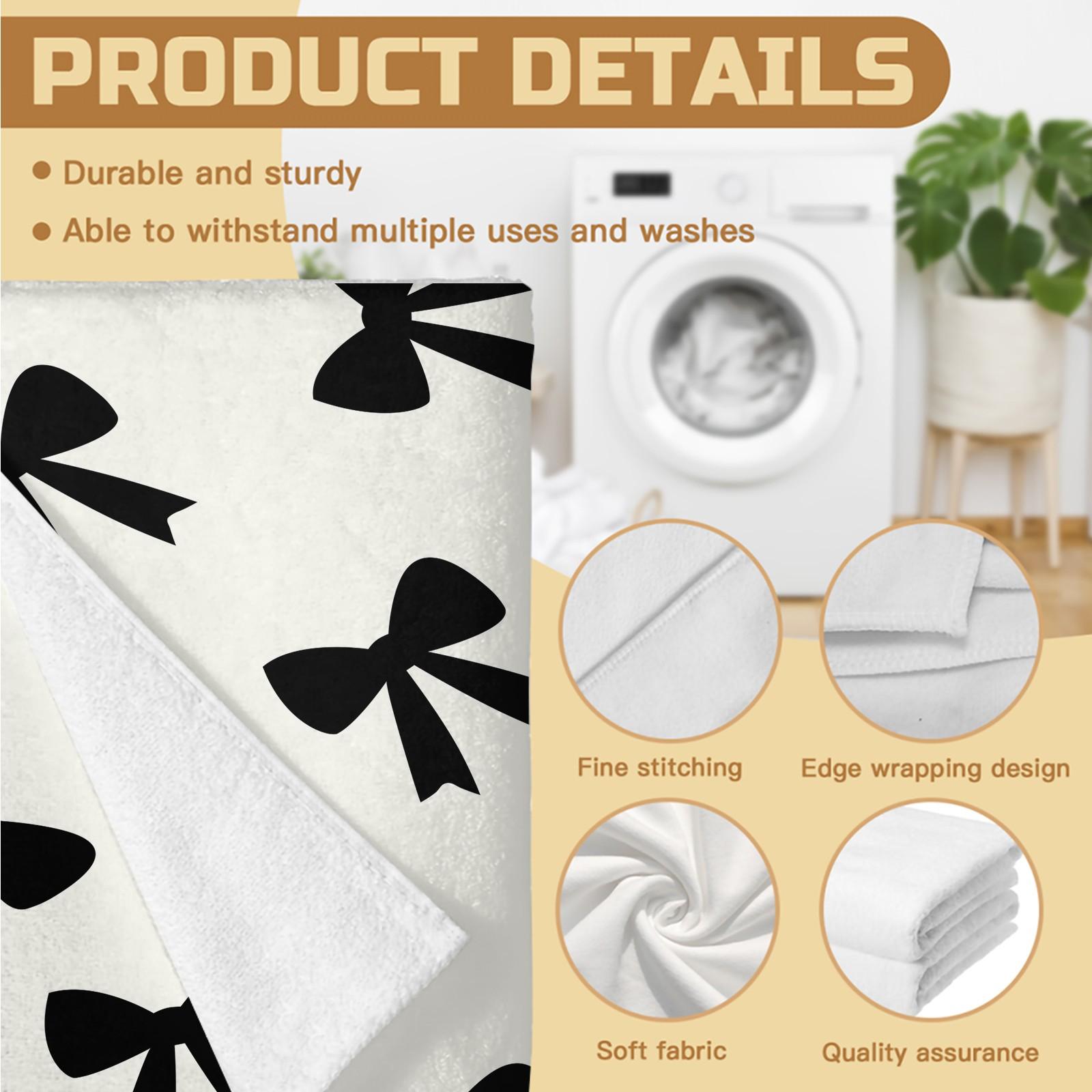 Ballet Core Bow Beach Towel, Cute Soft Skin-friendly Quick Dry, Available in Black White Blue Pink, Ideal for Girls Seaside Vacation Photoshoot