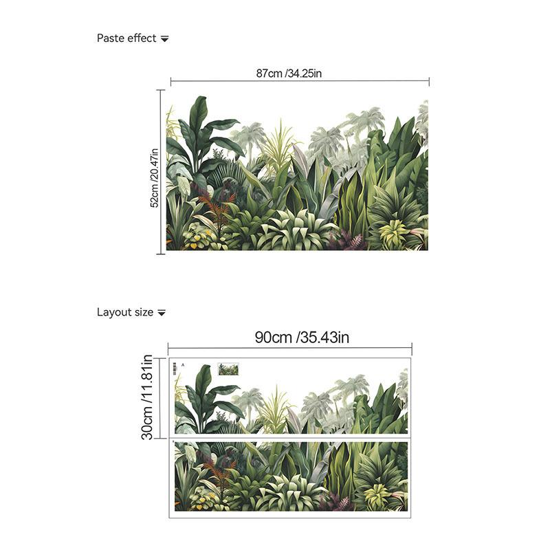 2 Pieces Tropical Greenery Wall Stickers, Self-Adhesive Removable PVC Wallpaper, Decorative Art for Living Room, Entryway, Bedroom
