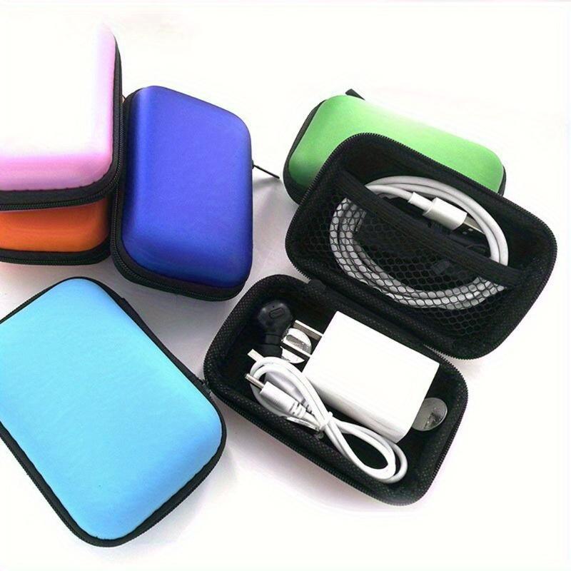 Headphone Data Cable Storage Case Charger Power Bank Rectangular Phone Line Headset Box EVA Zipper Bag Pocket Pouch Travel Storage Space Saving Bags