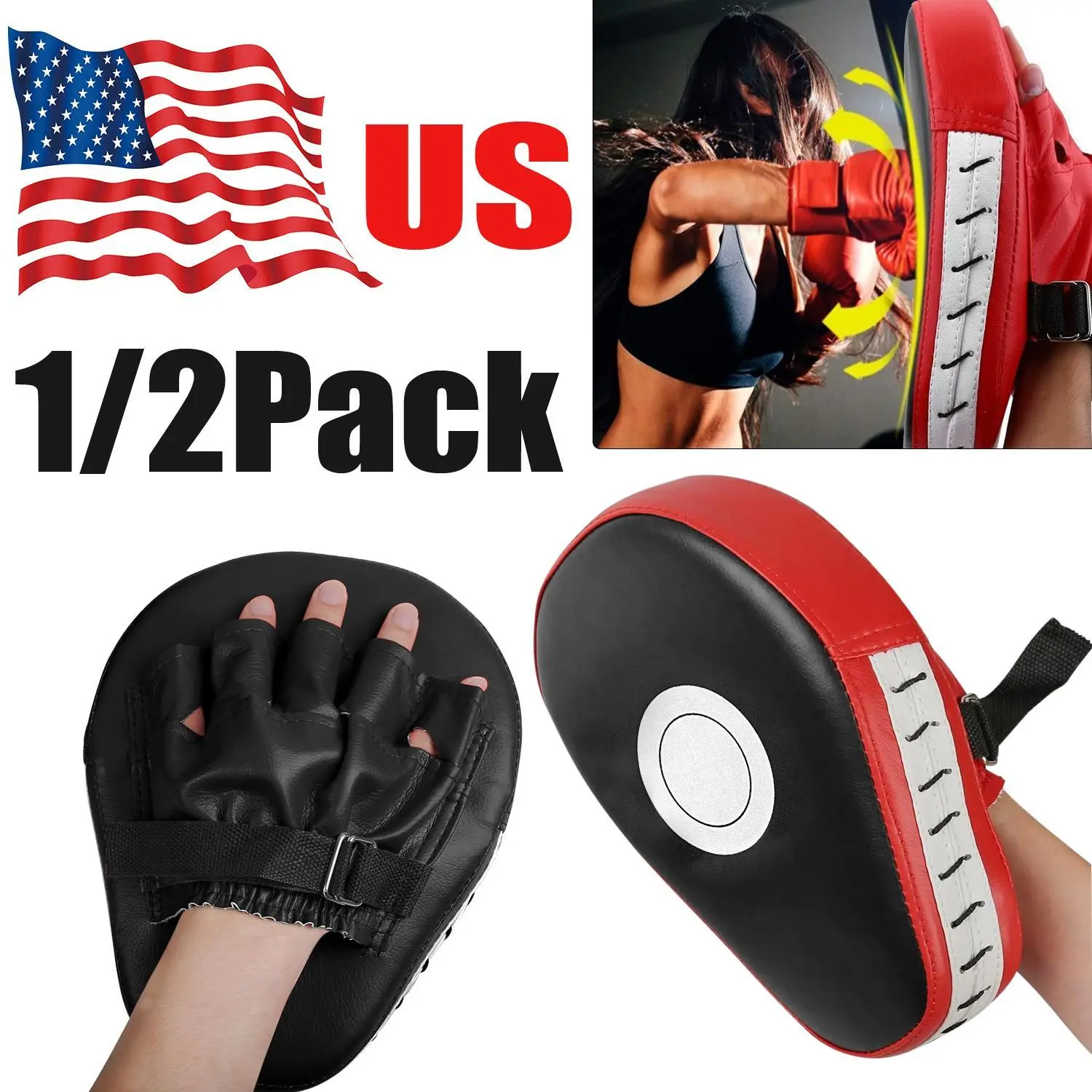 1/2PCS Curved PU Leather Punching Mitts - Durable, Built to Last Martial Arts Training Hand Pads for Training & Sparring, Ideal for Muay Thai Martial Arts, Durability, Unisex