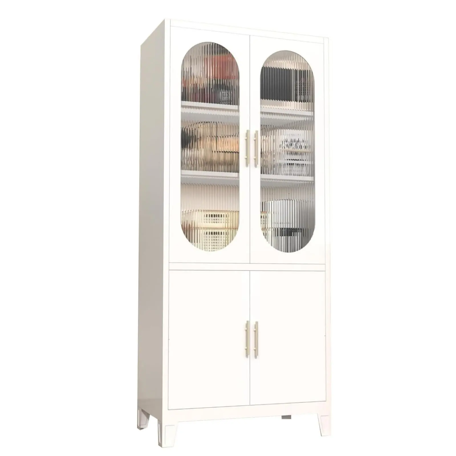 70 Inch Tall Freestanding Bathroom Cabinet White, Tall Pantry Cabinet with Frosted Tempered Glass Doors, Adjustable Shelves, Linen & Toiletry Storage for Bathroom, Living Room or Office