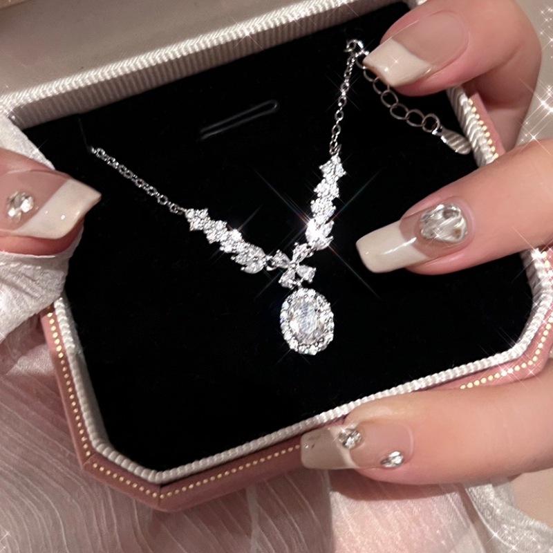 【#528】1.5ct Oval Cut Real Synthetic Moissanite Pendant Necklace S925 Sterling Silver Jewelry