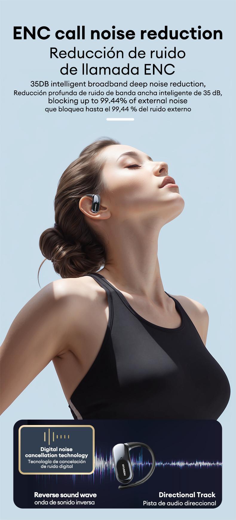 HYUNDAI OpenAir Ultra  Intelligent Earphones, Full-Color Touch Display Bluetooth Earbuds ，Dynamic Stereo Sound Earbuds with ENC Call Noise Canceling Mic