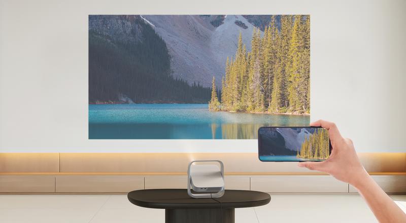 XGIMI Elfin Flip 1080P Portable Projector, XGIMI OS with Licensed Netflix, 400 ISO Lumens, Dual Speakers, ISA, Multiple Connections, Built-In Adjustable Stand,