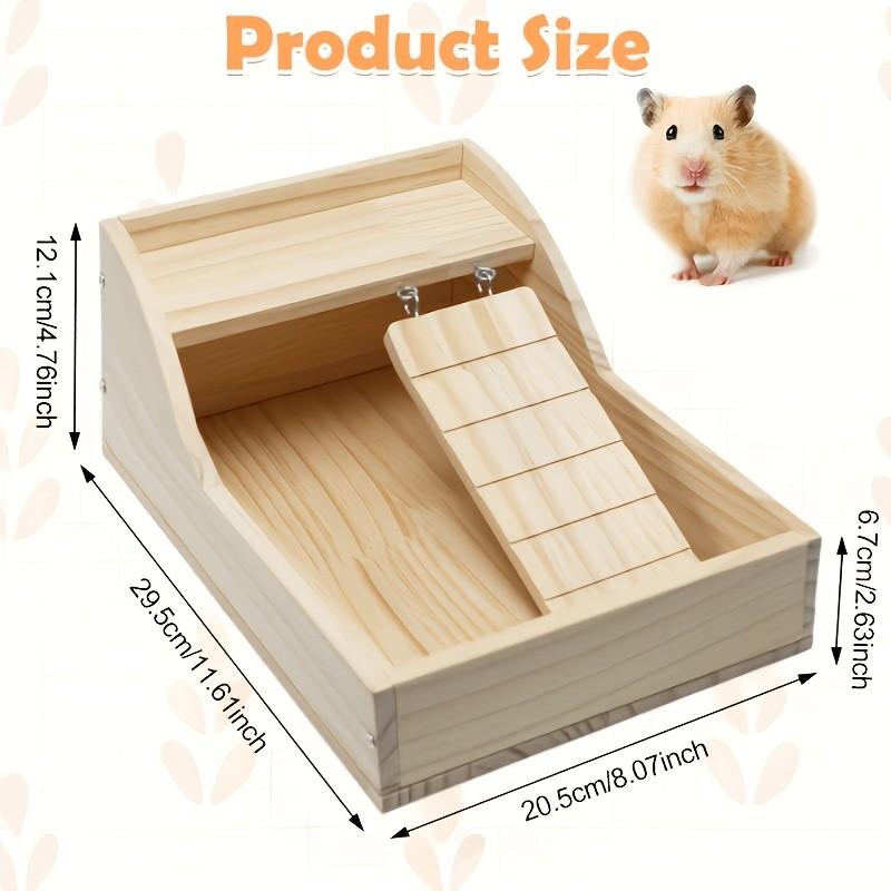 1pc Hamster Sand Bath Box, Wooden Shower Enclosure, Digging Sand Bathtub Container with Ladder, Ideal for Dwarf Syrian Mice and Small Pets