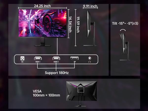 KTC 27-Inch Full HD 1920x1080 Fast IPS 180Hz Gaming Monitor, GTG 1ms Computer Monitor, DP 1.4 & HDMI 2.0 Ports, FreeSync Frameless PC Gamer Monitor, HDR10, VESA Mount, H27F22