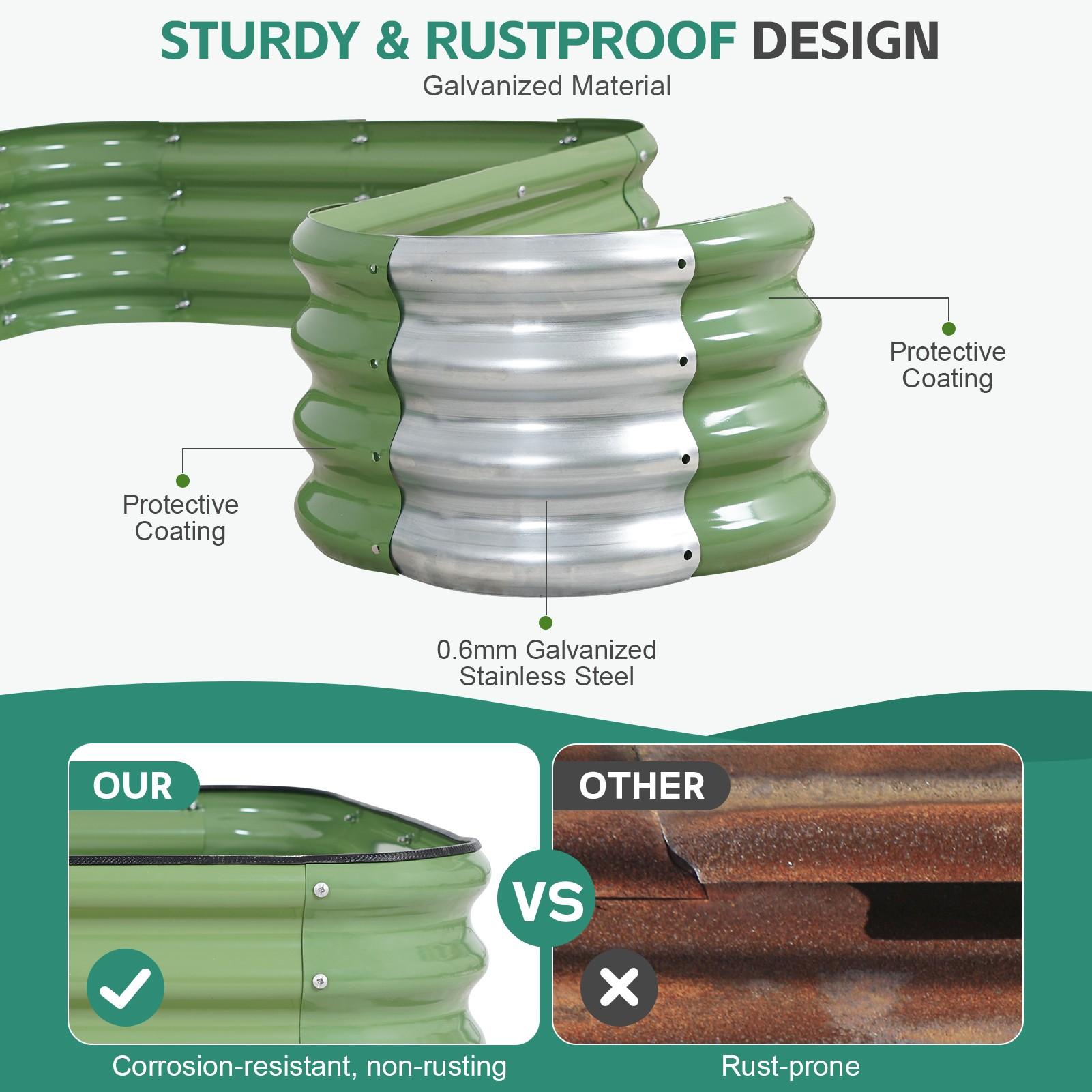 1pc 5x3x1ft Raised Garden Bed Kit, 5-in-1 Modular Galvanized Planter Box, Heavy-Duty Metal Bed for Vegetables/Flowers, Easy Assembly Outdoor Planter for Backyard Patio Lawn