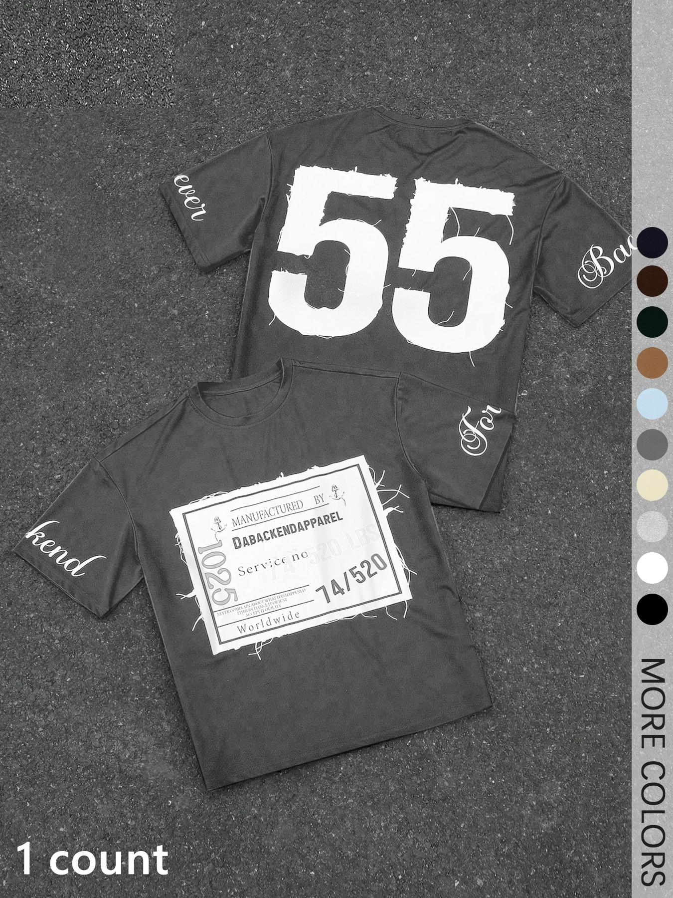 Men's Letter Print Loose Fit Sports T-Shirt, Sports Tee, Men's Graphic Shirts for All Season, Streetwear for Summer, Daily Wear, Athletic Sports Clothing