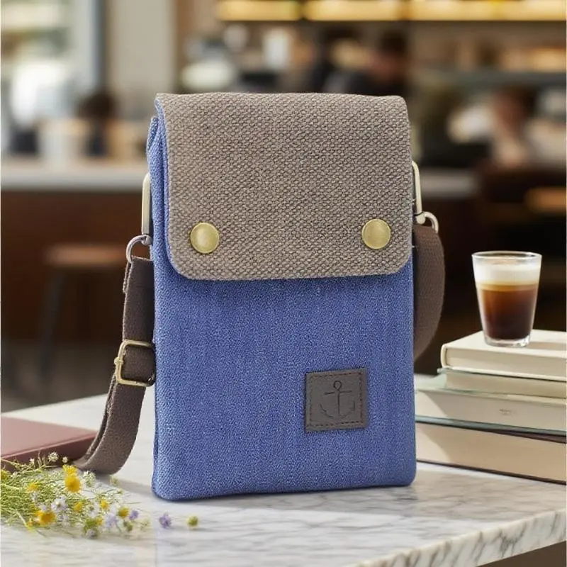 Minimalist Plain Denim Crossbody Phone Bag Unisex Multi-Wear Hand & Shoulder Small Sling Purse Casual Streetwear Cell Phone Storage Mini Bag For Men Women Daily Travel Shopping