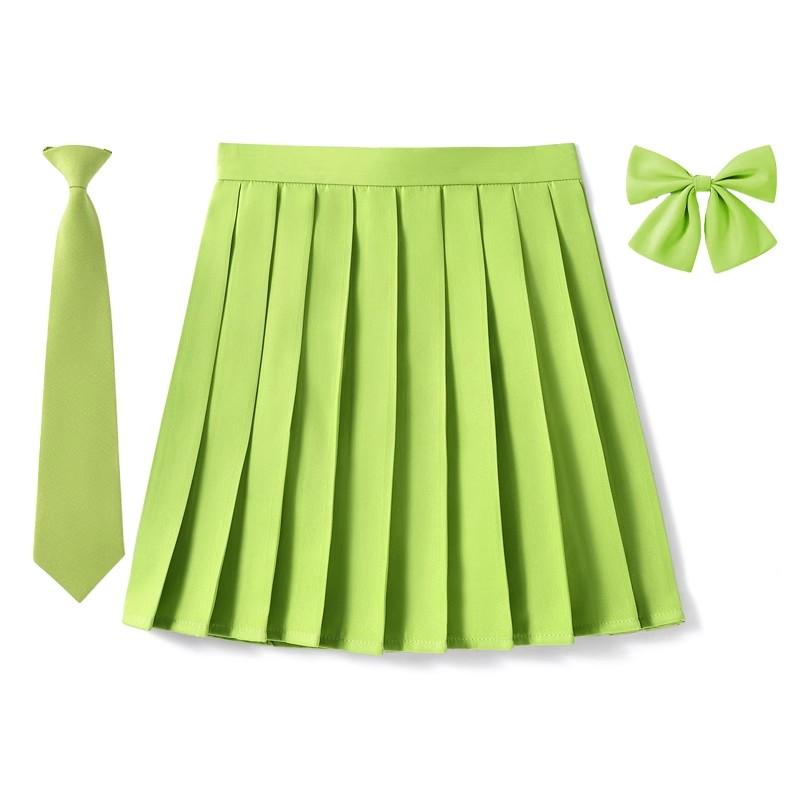2025 Preppy Style Pleated Skirt Woman High Waist A-Line School Skater Mini Skirt Girl JK Uniform Skirt With Match Necktie Bowtie
