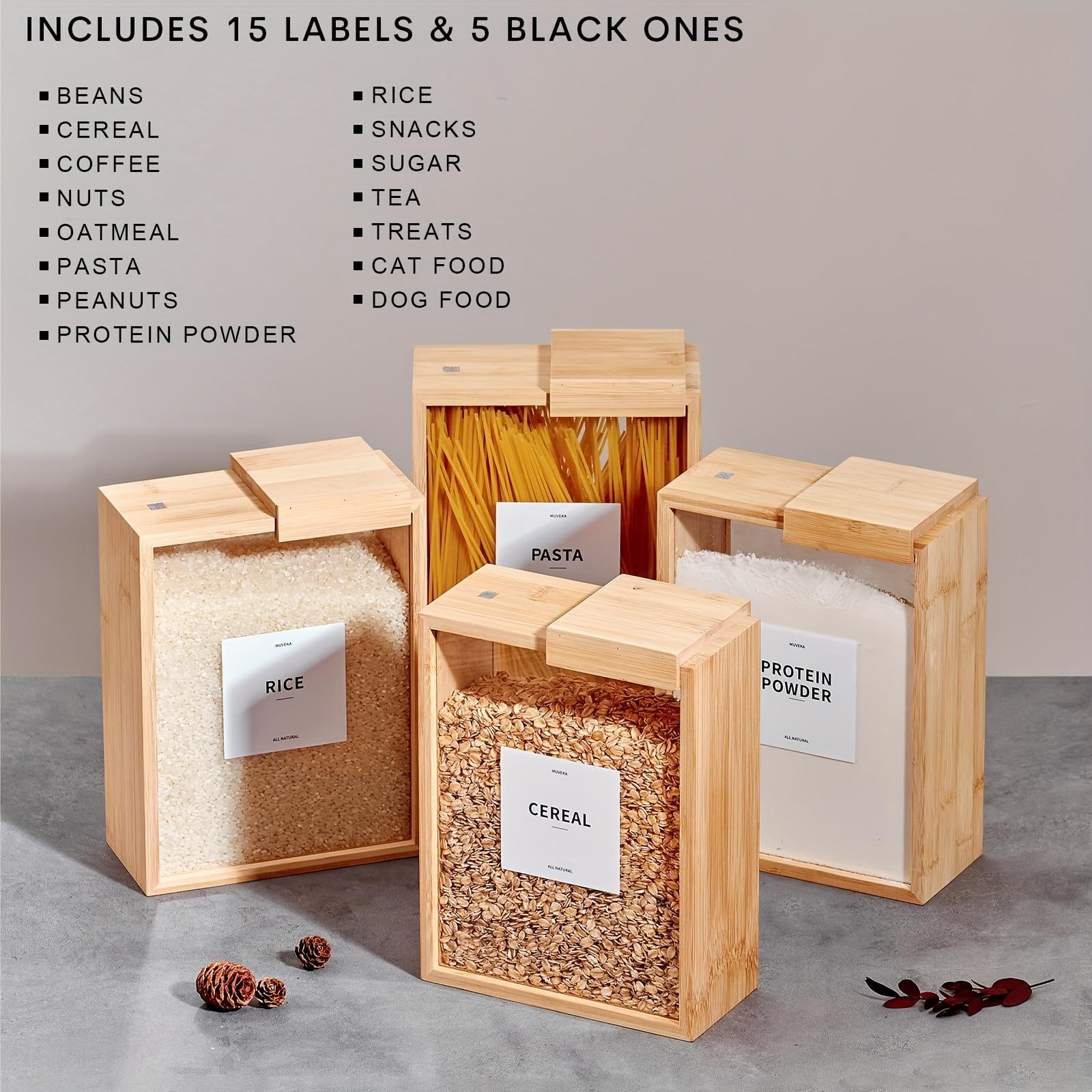 Ideal 1pc Bamboo Plastic Storage Container for Pets with Sliding Lid - Stackable Design, Kitchen Storage|Modern Kitchenware|Durable Bamboo Containers - Ideal for Dog Food, Cereals, Beans - Ideal for Pet Organizing