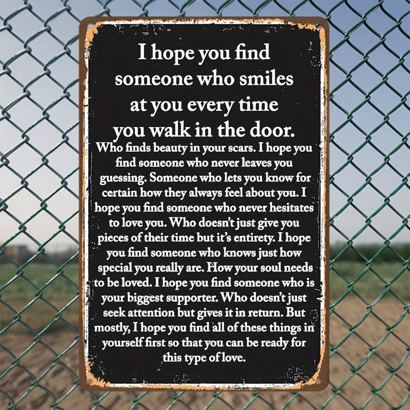 1PC 2D Flat Retro "Hope" Love and Sincerity Message Metal Wall Plaque - 8"x12" Rustic Iron Art Love Poem Poster, Suitable for Home, Porch, Garden, Coffee Bar - Durable Easy-to-Hang Romantic Gift, Suitable for Friends, Family (Self-Love Affirmation Decorat