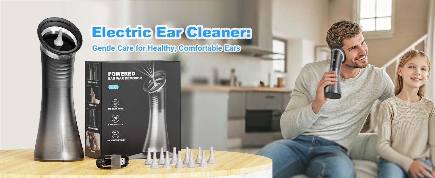 [Fast Shipping] E80 Upgraded 2-in-1 Ear Wax Removal Kit with Built-in Waste Tank, Rechargeable Water Spray, 4 Pressure Settings - Safe & Effective Ear Canal Irrigation System for Earwax Removal