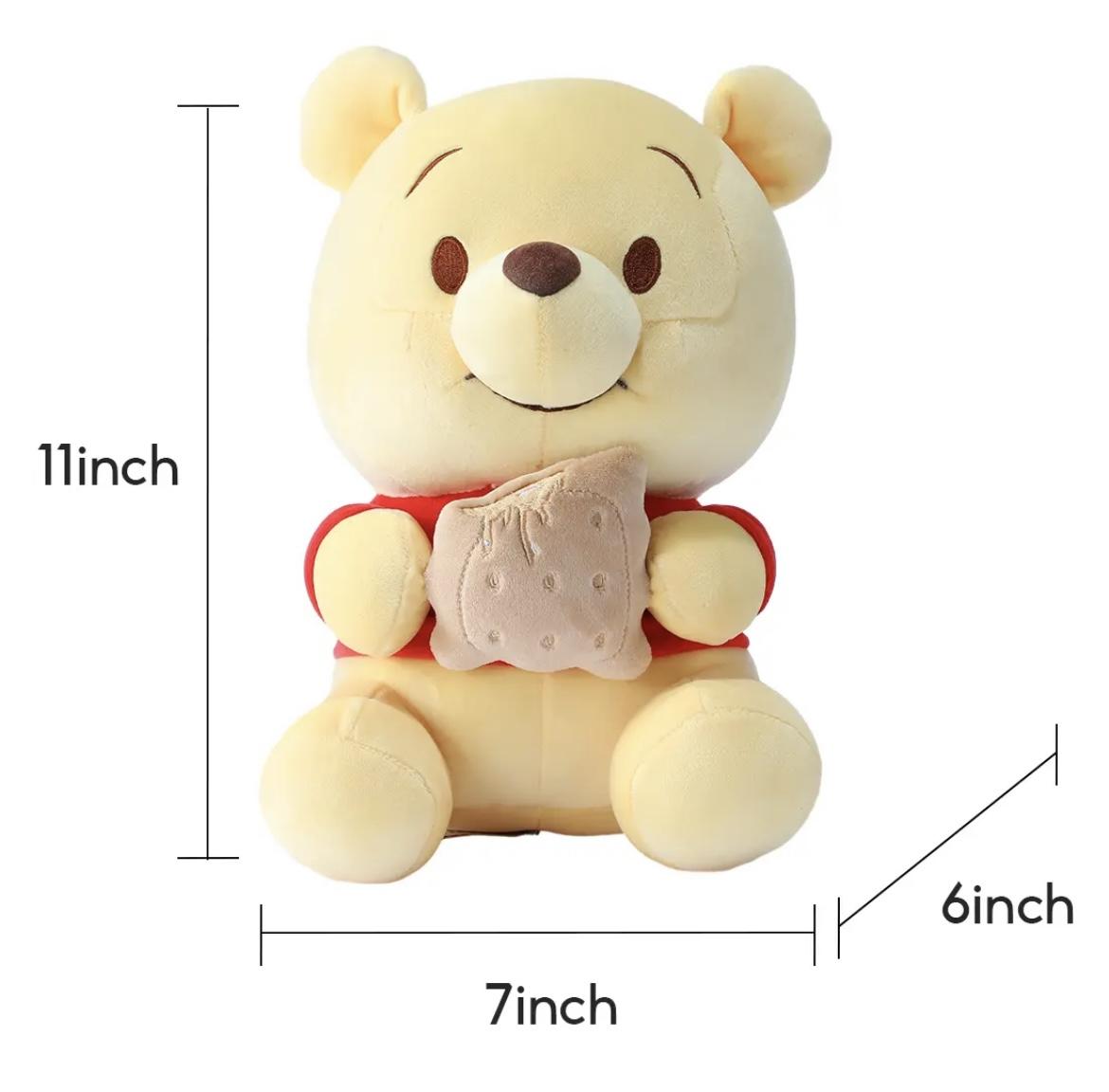 Disney Winnie the Pooh Stuffed Plush Doll - Sitting Style Holding Cookie, Soft Toy for Birthday Gifts & Room Decor