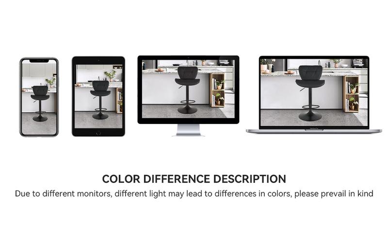 Modern Bar Stool Set of 2, Adjustable Faux Leather Upholstered Swivel Counter Stools, Counter Height Barstools with Back for Kitchen Island, Rust