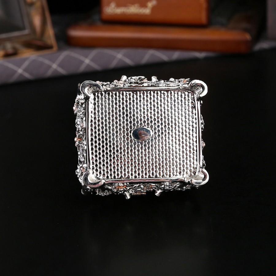 Elegant Silver Color Peacock Jewelry Box, Intricate Lace Design, Vanity Organizer, Trendy Oriental Luxury Decor, Perfect for Accessories Storage