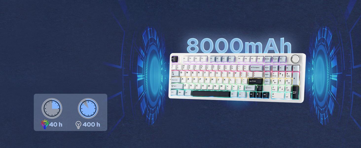 (NEW)Aula F99 Pro Mechanical Keyboard, Hot Swappable Custom Gaming Keyboard, Tri-Mode BT5.0/2.4GHz/USB-C Creamy RGB Keyboard with Numpad PBT Keycaps Multifunction Knob for MAC PC Gamer - Blue