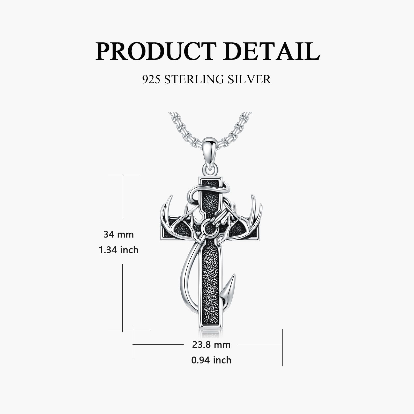 MEIDERBO 925 sterling silver cross antler necklace special version can hold ashes yera and neon valentines gifts graduation gift boys American cross necklace stainless steel chain,inspirational Bible verse cross pendant personalized Christian gift for men