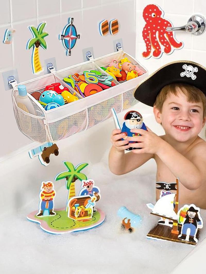 Mesh Bath Toy Storage Bag, Large Capacity Bath Toy Holder, Durable Bathroom Storage Bag, Easy To Hang and Dry, Suitable for Children's Toys and Bathroom Accessories