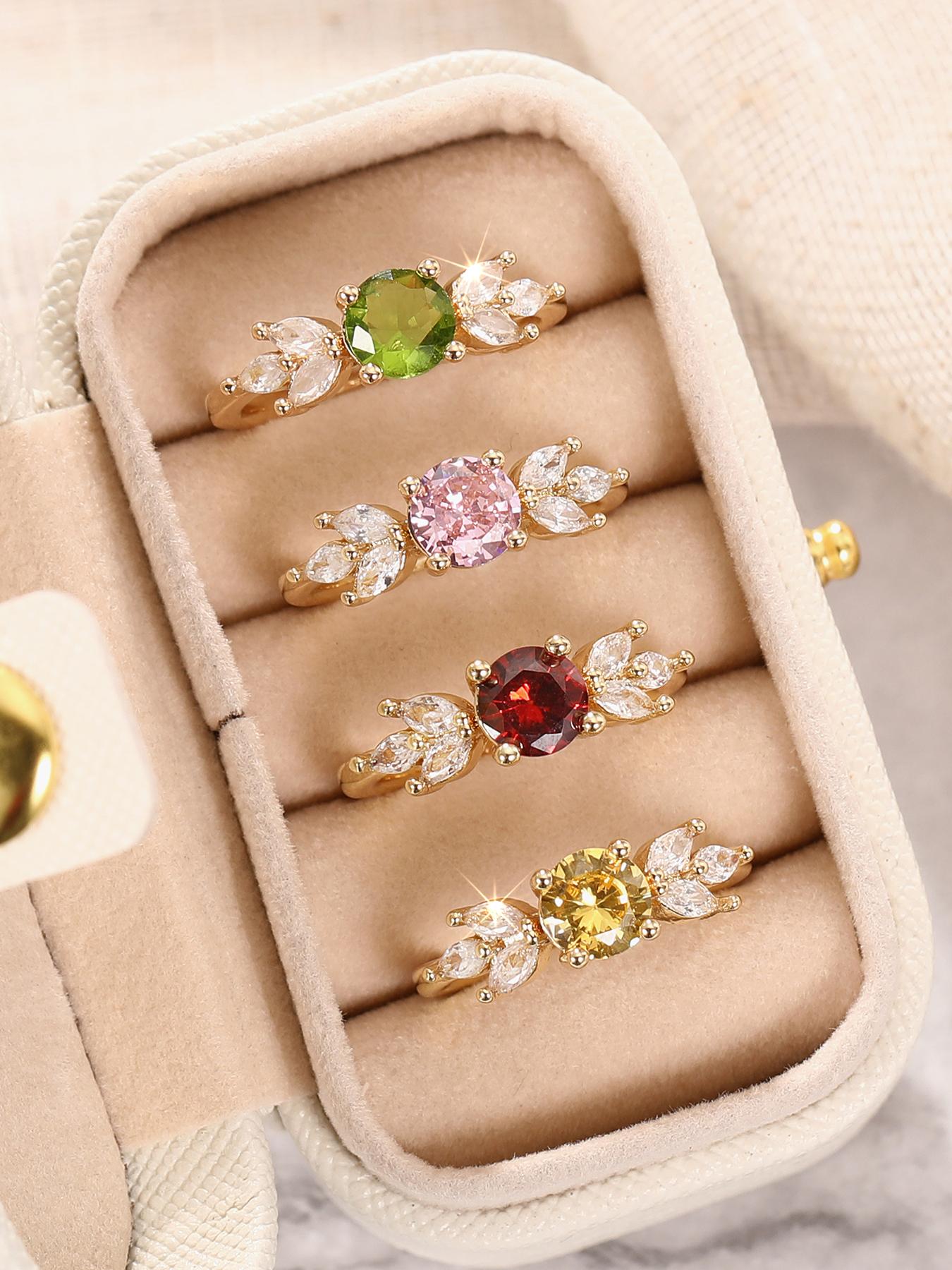 Women's Elegant Colorful Gemstone Decorated Ring, Marquise Cut Ring, Exquisite Trendy Ring, Fashionable Jewelry for Women As Engagement Anniversary Party Jewelry Gift, Wedding Anniversary Ring, Bridal Engagement Jewelry
