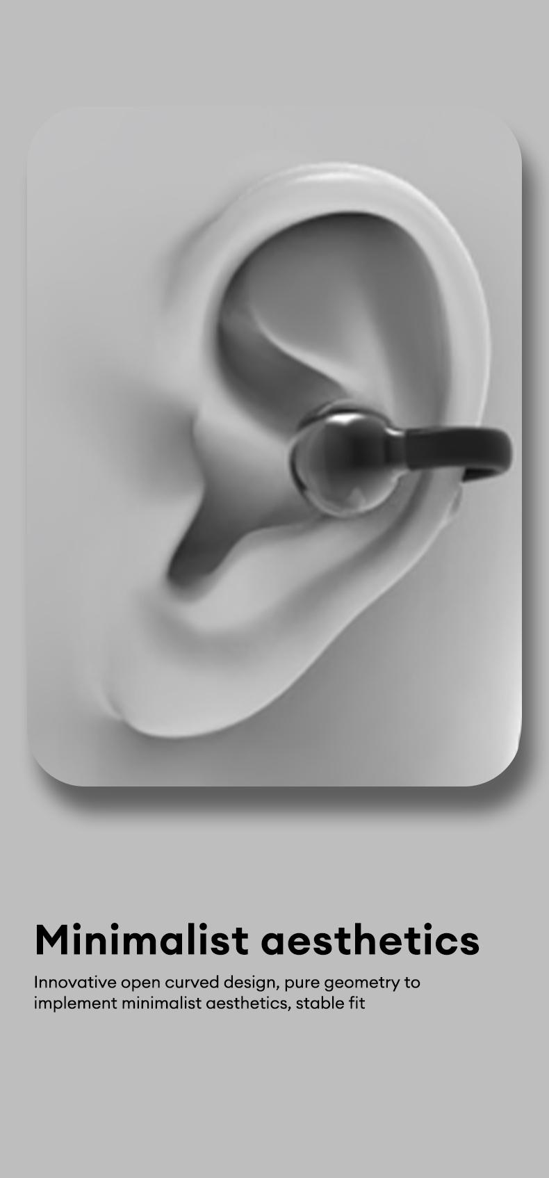 Clipbus7 Clip-on Design Earphones, Upgraded Panoramic Sound Headset, Comfortable Wearing & IPX5 Waterproof Sports Earbuds for Work, Fitness