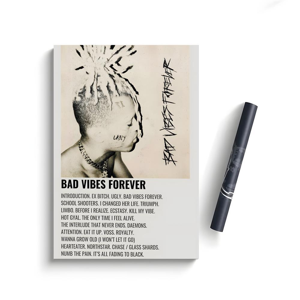 XXX-Tentacion Rock Rapper Music Albums Cover Skins Poster Self-Adhesive Waterproof Art Sticker, Aesthetic Minimalist Wall Poster for Coffee Shop, Bar & Home Room Decor