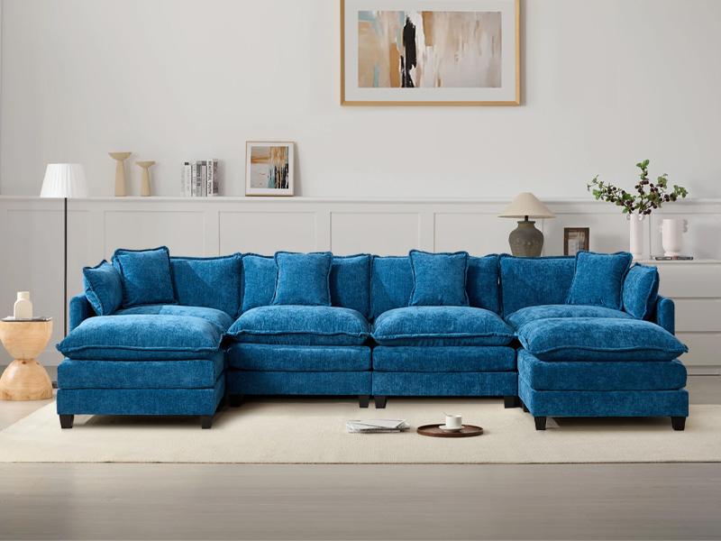 Modular Sectional Cloud Sofa Set,Chenille Sectional with pillows ,Convertible sofa for Living Room & Apartment
