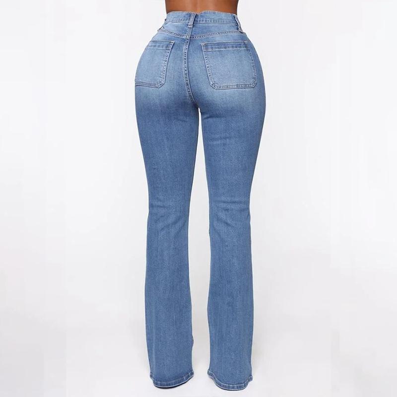 MIDIROSS Button Fly Booty Shaping High Waist Flare Jeans