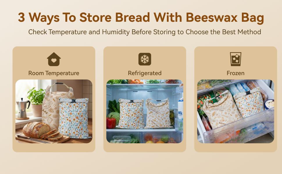 Bread Bag for Homemade Bread - 2 Packs XL Reusable Organic Beeswax Natural Cotton Sourdough Bag, Homesteading Sourdough Bags with Sealing Zip to Keep Fresh(13*17 Inches)