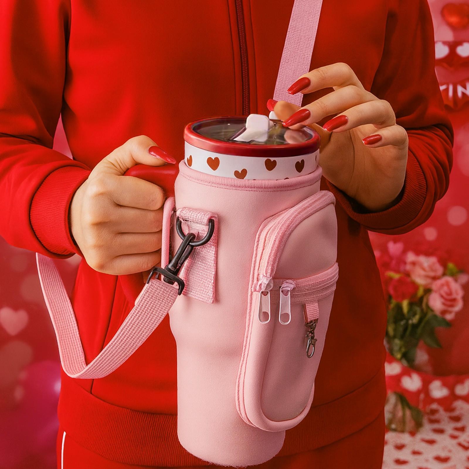 40oz Valentine Insulated with Heart Pattern, Double Wall Vacuum Stainless Steel Design for Long Lasting Hot and Cold Drinks, Leak Proof Lid, Large Capacity Gift Mug for Women Men Lovers Holiday Celebration, Vacuum Insulated Flask