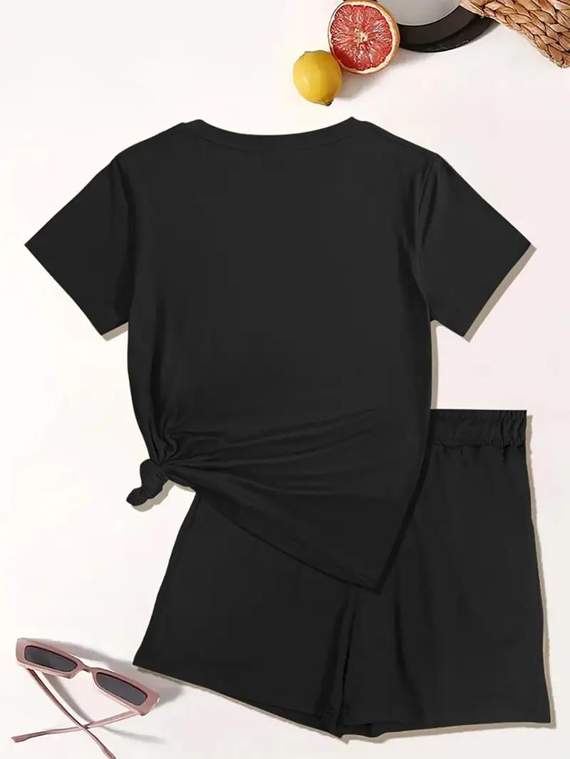 Cross Mountain Scene Spring Summer Casual Set, Faith Element Natural Landscape Design, Light Trendy Relaxed Fit Women's Clothing