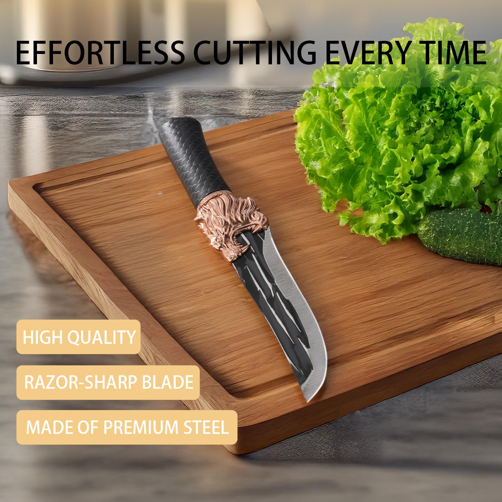 Two-piece set Multi-purpose knife Tap design With sheath Meat cleaver Vegetable knife Boning knife Fruit knife Steak knife Outdoor camping knife Premium steel Easy to carry
