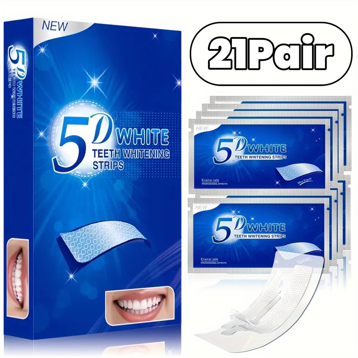 21 Pairs 5D Teeth Whitening Strips, Mint Flavor, 8% Pap, Fresh Breath, Single Item, Gel Form, Fda Registered, Made in China