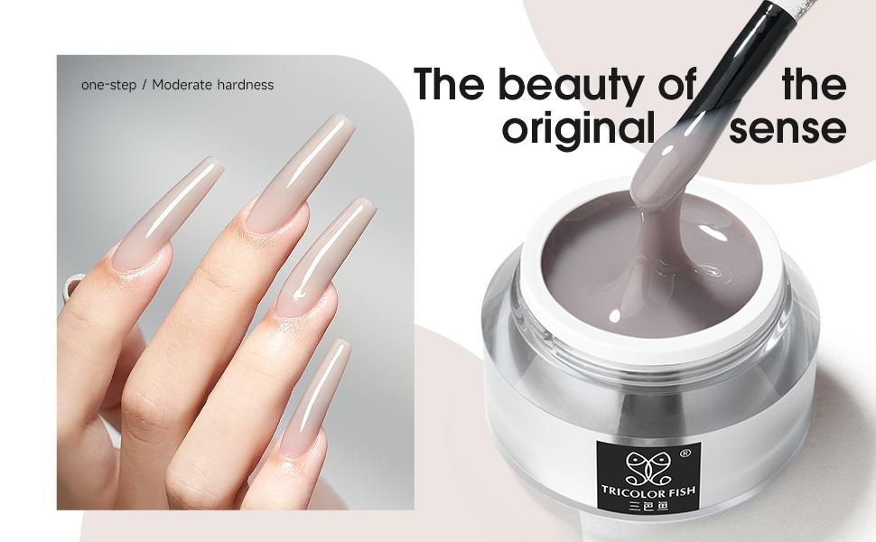 TRICOLOR FISH 35g Jelly Nude Pink Building Gel - Perfect for Nail Extensions & Natural Look Easy Application, Long-Lasting Shine
