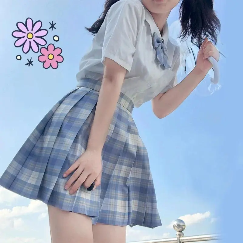 School Girl Japanese Uniform Suit JK Uniform Sailor Seifuku Skirt Set Plaid Skirt Set Student Pleated Skirt School Clothes