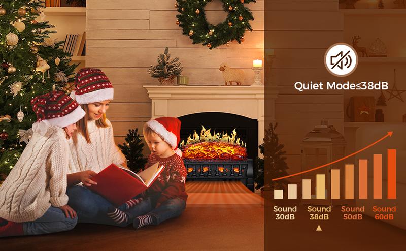 Electric Fireplace Insert Log Heater 21",750W/1500W Adjustable 5 Flame Brightness&Speed, Fireplace Insert with Realistic Ember Bed&Traditional Brown Log,Overheat Protection&Remote Control
