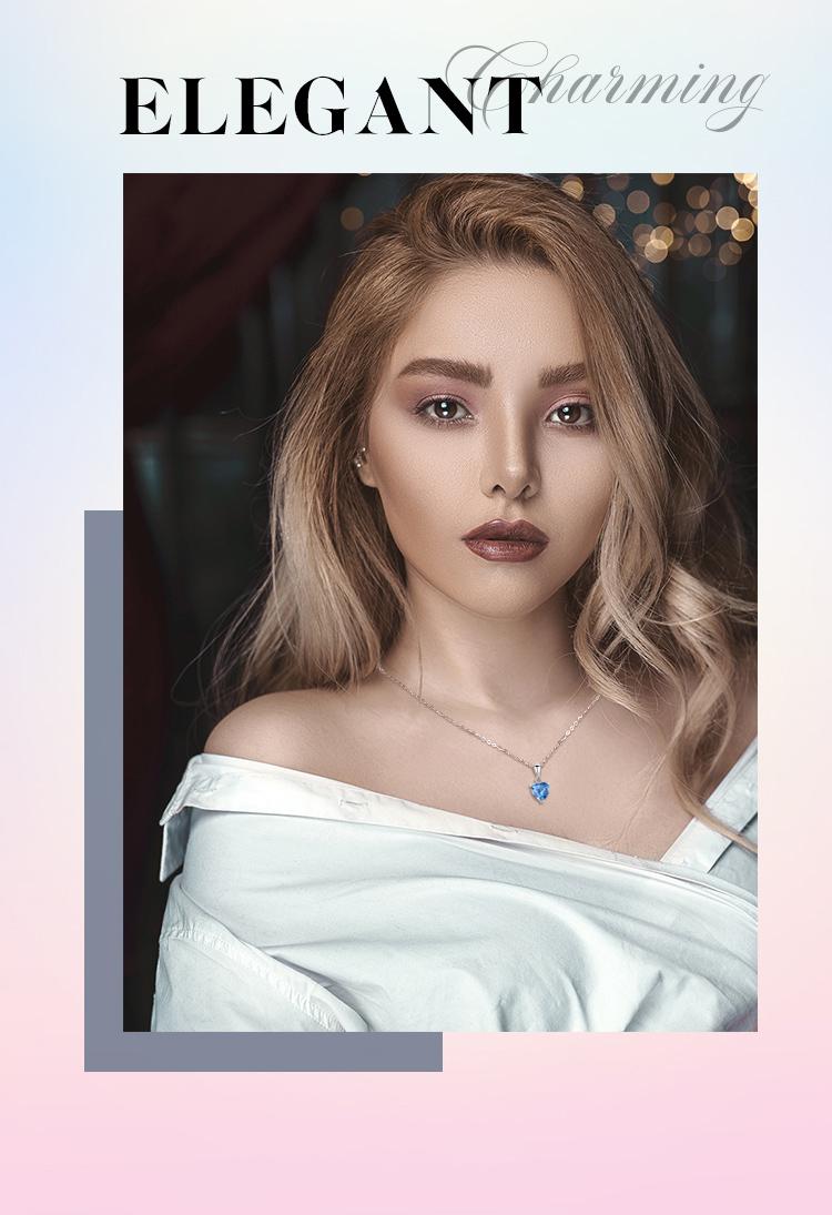 Cute Heart Birthstone Necklace for Women, Hypoallergenic Dainty Pendant for Her, Handmade Jewelry Gift for Girlfriend & Ladies With 18'' Chain