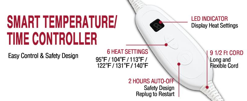 DailyLife Portable Heated Shawl, 26"x35" Electric Heating pad for Back Pain Relief - 6 Heat Settings, Auto-Off, Machine Washable, Warming Mat,  Gifts for Women, Mom, Mother’s Day, FathersDayGift