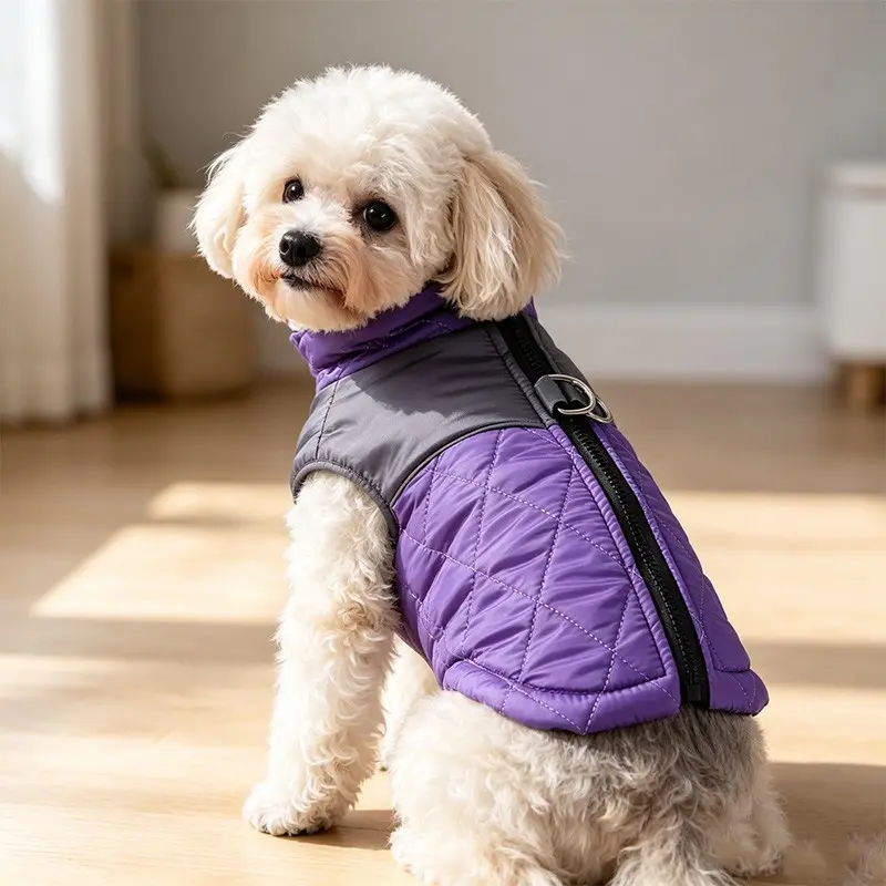Autumn Winter Pet Coat, Thick Windproof Stand Collar Jacket, Soft Warm Cat Dog, Front Zipper, D Ring, Multiple Colors and Sizes