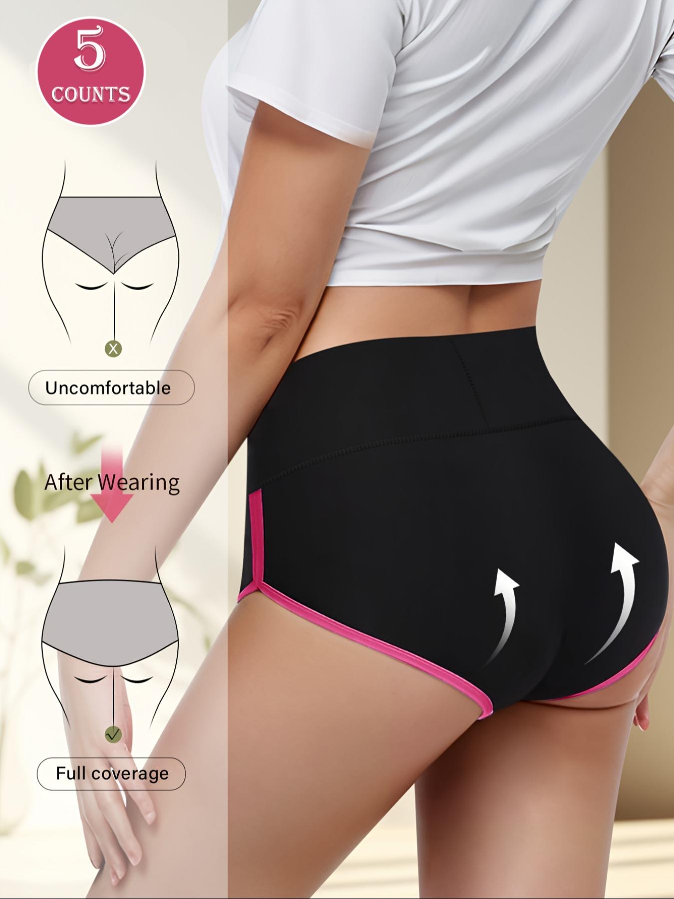 Women's Butterfly & Letter Print Contrast Binding Panty, Soft Comfy Breathable Knicker for Daily Wear, Underwear for All Seasons