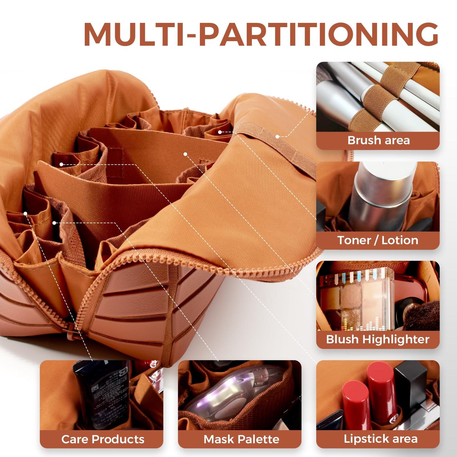 New Large Capacity Makeup Bag, Portable Skincare Cosmetic Organizer, Travel Toiletry Bag, Divided Storage, Ideal for Outdoors