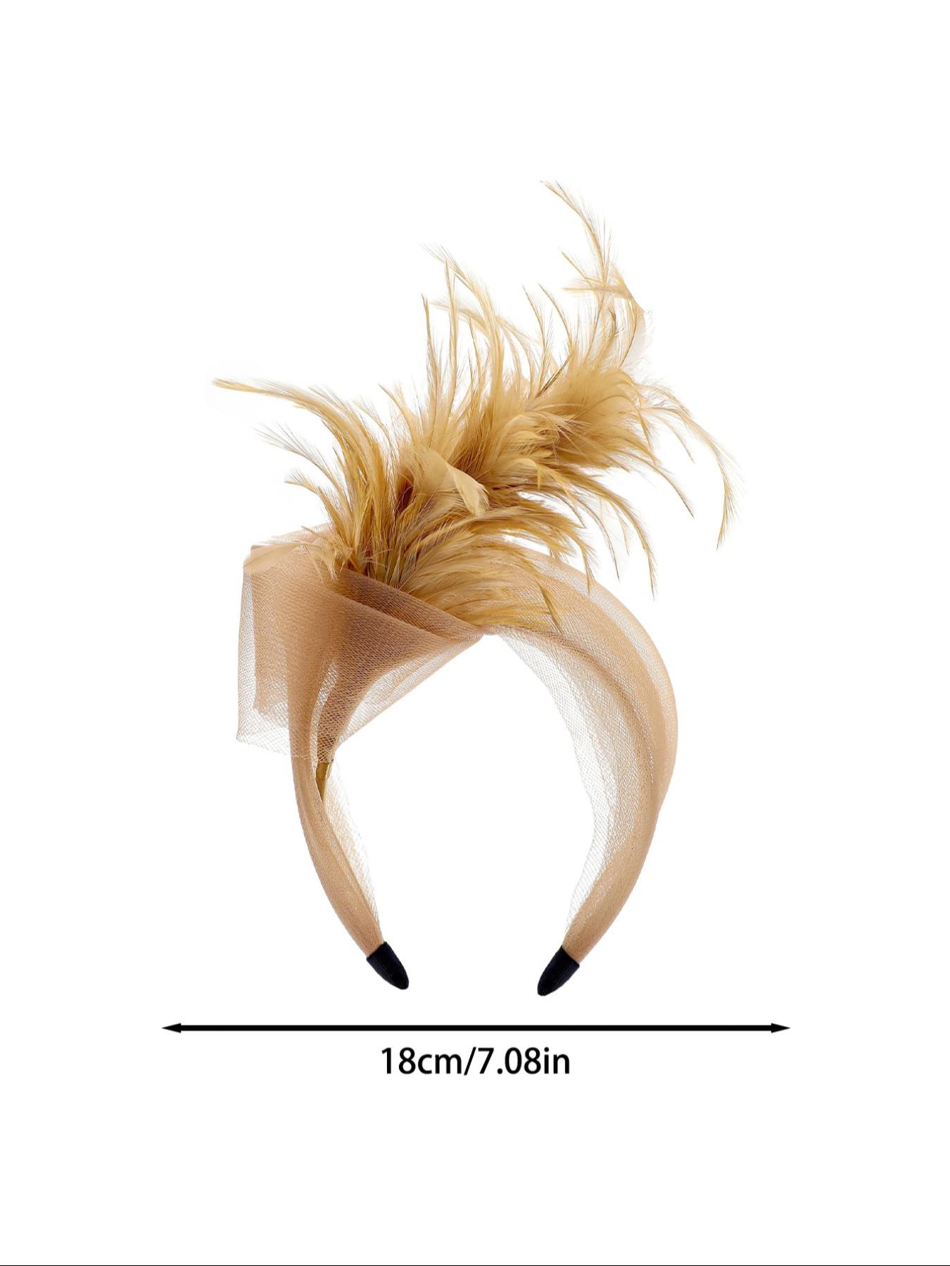 Feather Fascinators Headband Women's Tea Party Hat for Kentucky Derby, Cocktail, Wedding, Fancy Dress Party for Evening Wear and Special Occasion Vintage Looks Brooch Sweet and Cute Women's Hair Accessories ﻿