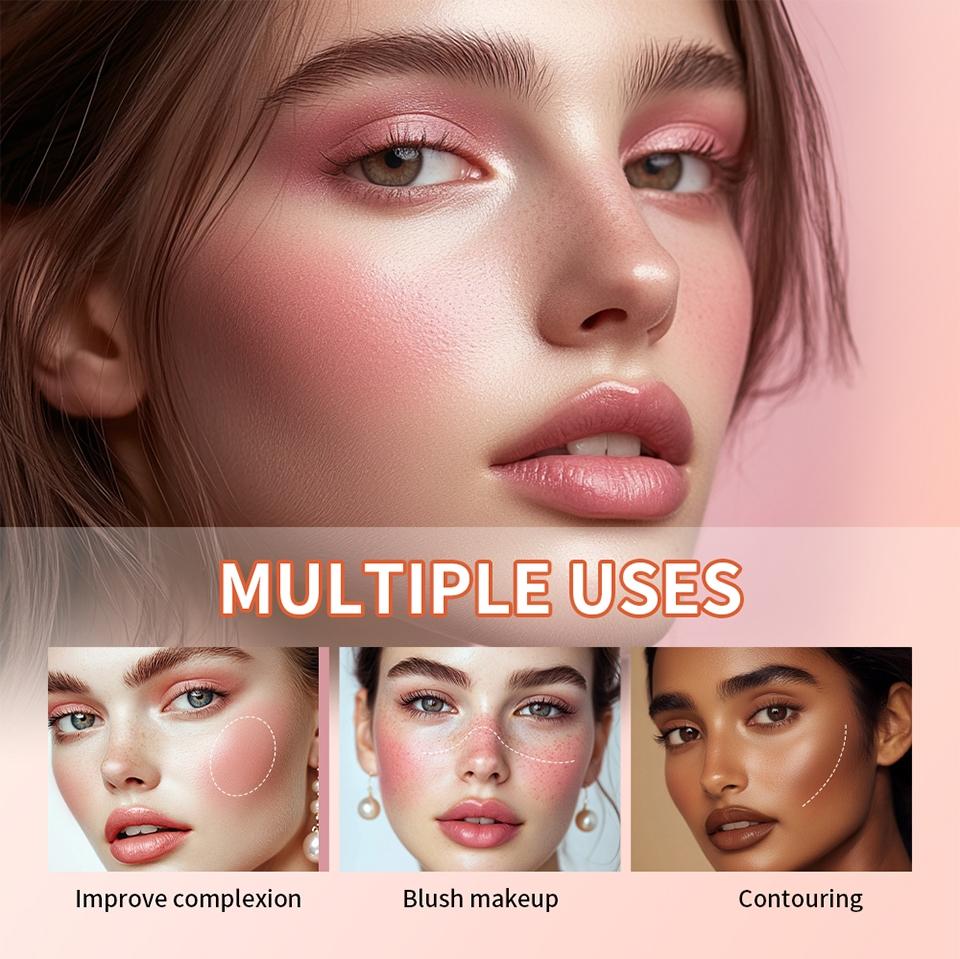 Multi-colour cream blush, matte blush, cream blush, all-in-one contouring, dual-use for lips and cheeks, creamy blush, portable make-up palette, long-lasting matte finish